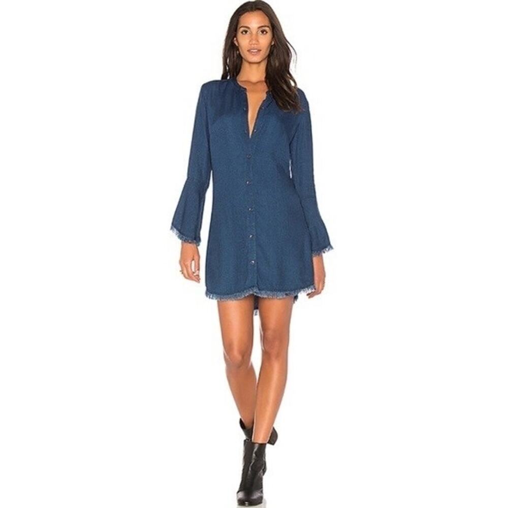 Splendid NWT women’s denim Mini dress with frayed Hem size xs